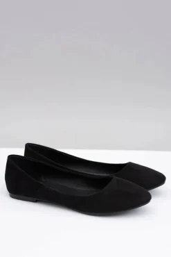 Czarne Damskie Balerinki Zamsz Buenos