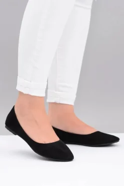 Czarne Damskie Balerinki Zamsz Buenos