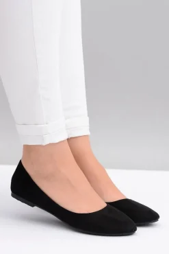 Czarne Damskie Balerinki Zamsz Buenos