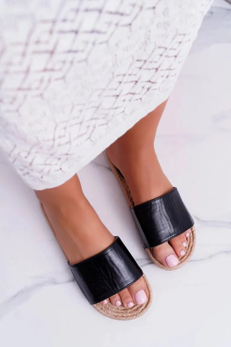 Czarne Damskie Klapki Mindset