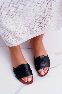 Czarne Damskie Klapki Sluck