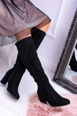 Czarne Damskie Kozaki Zamszowe Sergio Leone KZ271