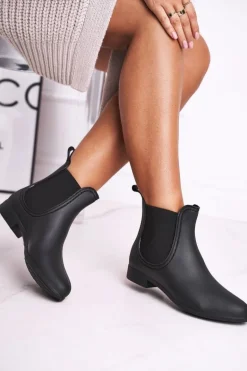 Czarne Damskie Matowe Kalosze Sztyblety Answear