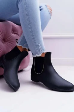 Czarne Damskie Matowe Kalosze Sztyblety Dżety Answear