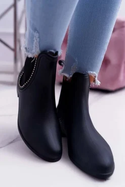 Czarne Damskie Matowe Kalosze Sztyblety Dżety Answear