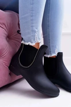 Czarne Damskie Matowe Kalosze Sztyblety Dżety Answear