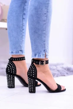 Czarne Damskie Sandały Na Słupku Dżety Kimko