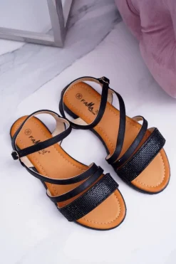 Czarne Eleganckie Damskie Sandałki Noemie