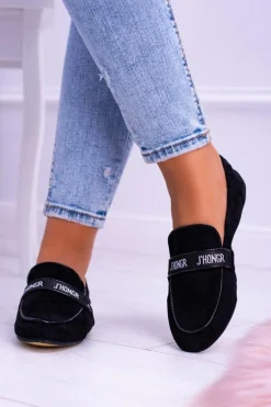 Czarne Mokasyny Damskie Lu Boo Horten