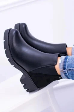 Czarne Płaskie Ocieplane Botki Murcio