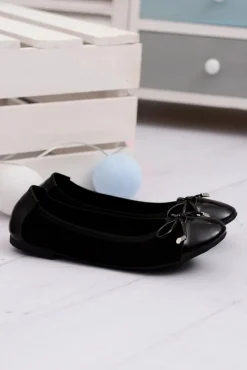 Czarne Zamszowe Balerinki Z Kokardką Mobi