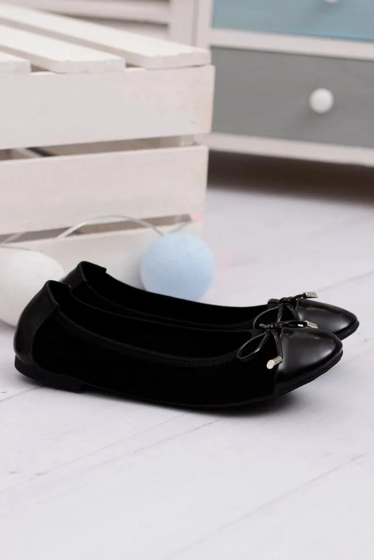 Czarne Zamszowe Balerinki Z Kokardką Mobi