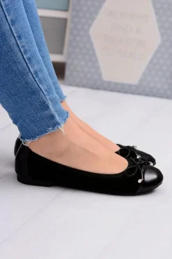 Czarne Zamszowe Balerinki Z Kokardką Mobi