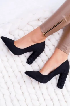 Czarne Zamszowe Czółenka Razor