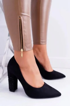 Czarne Zamszowe Czółenka Razor