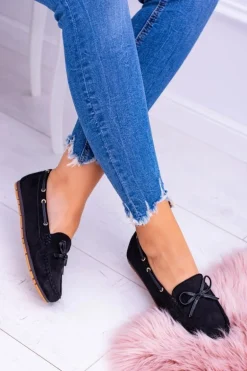 Czarne Zamszowe Mokasyny Comfort Gucio