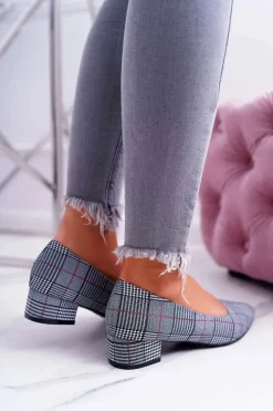 Czółenka Damskie Czarne w Kratkę Colia