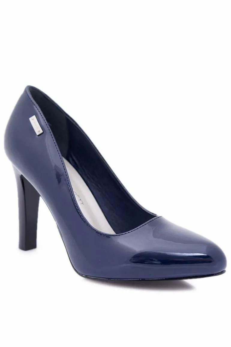 Czółenka damskie Lakierowane Granatowe Na Słupku Sergio Leone Campbell