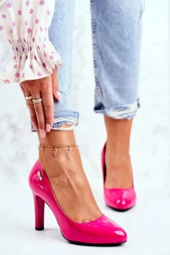 Czółenka damskie Lakierowane Na Słupku Sergio Leone Fuksja Campbell