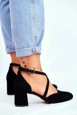 Czółenka Damskie Maciejka Skórzane Czarne 04070-01