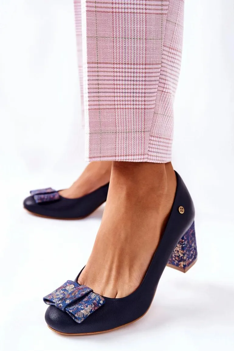 Czółenka Damskie Maciejka Zamszowe Granatowe 3356A-19