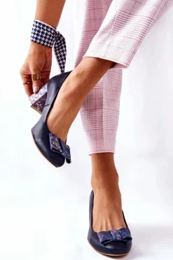 Czółenka Damskie Maciejka Zamszowe Granatowe 3356A-19