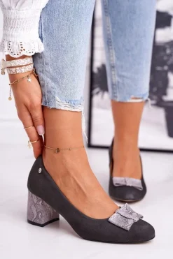 Czółenka Damskie Maciejka Zamszowe Grafitowe 3356A-43/00-1