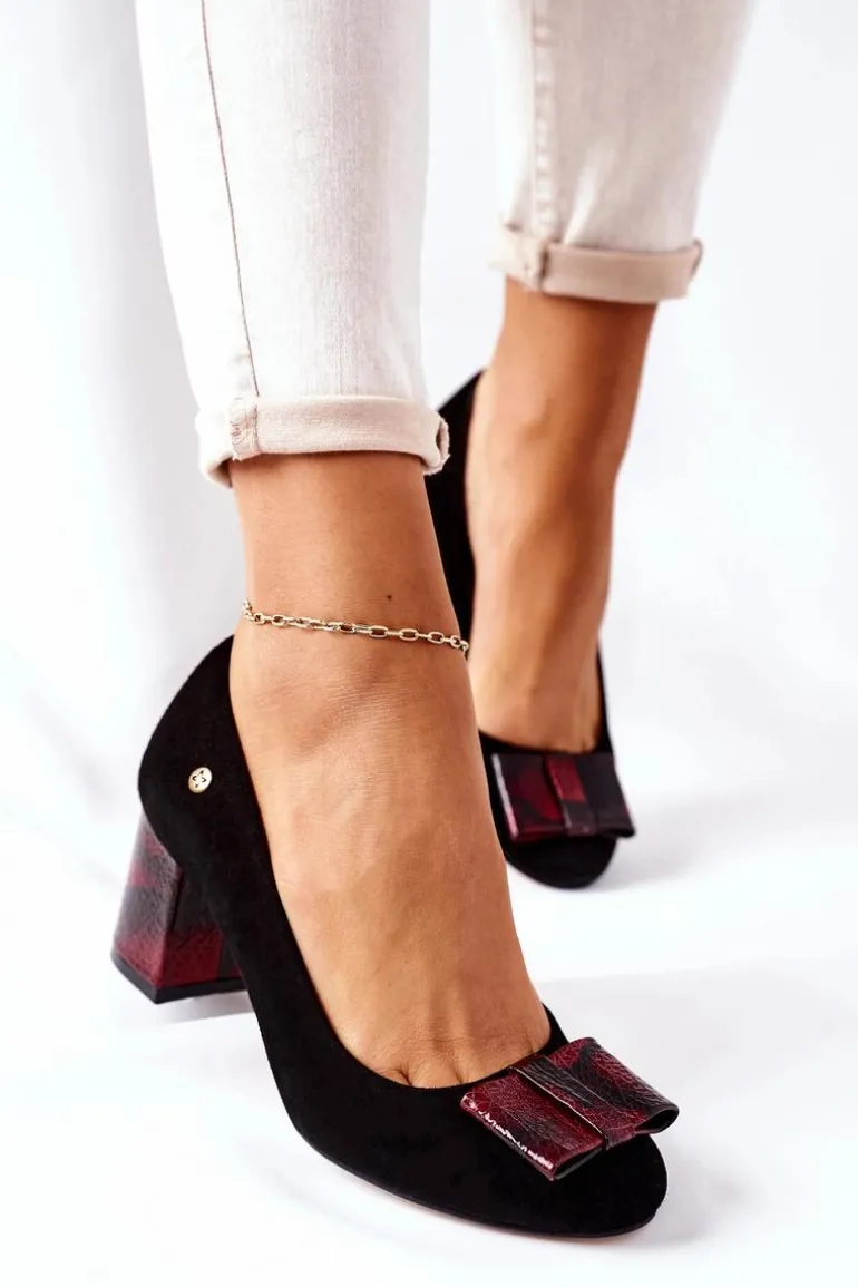 Czółenka Damskie Maciejka Zamszowe Czarne 3356A-20