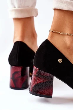 Czółenka Damskie Maciejka Zamszowe Czarne 3356A-20