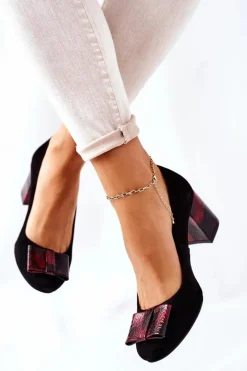 Czółenka Damskie Maciejka Zamszowe Czarne 3356A-20