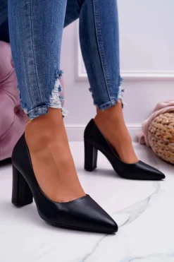 Czółenka Damskie Na Słupku Czarne Femmini