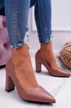 Czółenka Damskie Na Słupku Ciemny Róż Femmini