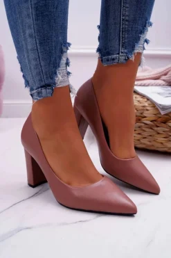 Czółenka Damskie Na Słupku Ciemny Róż Femmini