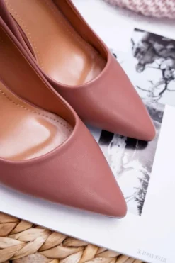 Czółenka Damskie Na Słupku Ciemny Róż Femmini