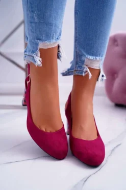 Czółenka Damskie Na Słupku Galanterki Sergio Leone SK788 Fuksja Lati