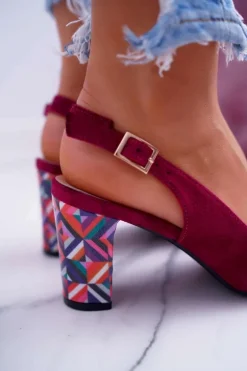 Czółenka Damskie Na Słupku Galanterki Sergio Leone SK788 Fuksja Lati