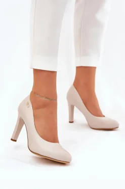 Czółenka Damskie Na Słupku Jasnobeżowe Sergio Leone Campbell