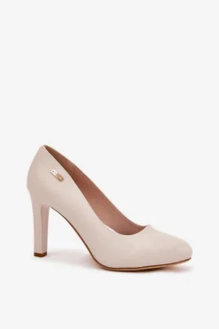 Czółenka Damskie Na Słupku Jasnobeżowe Sergio Leone Campbell