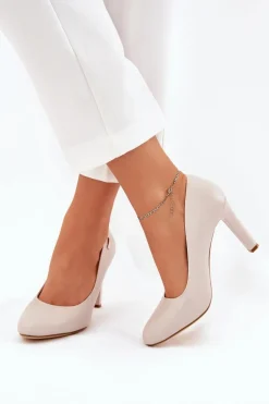 Czółenka Damskie Na Słupku Jasnobeżowe Sergio Leone Campbell