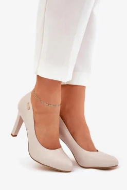 Czółenka Damskie Na Słupku Jasnobeżowe Sergio Leone Campbell