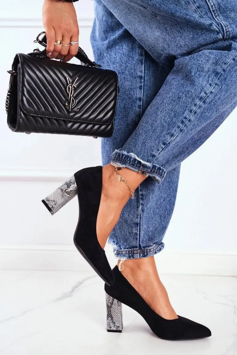 Czółenka Damskie Na Słupku Sergio Leone Czarne PB216