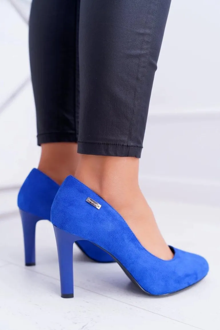 Czółenka damskie Na Słupku Sergio Leone Zamsz Indygo Campbell