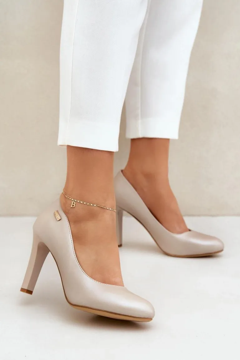 Czółenka Damskie Na Słupku Sergio Leone Nude Perła Campbell