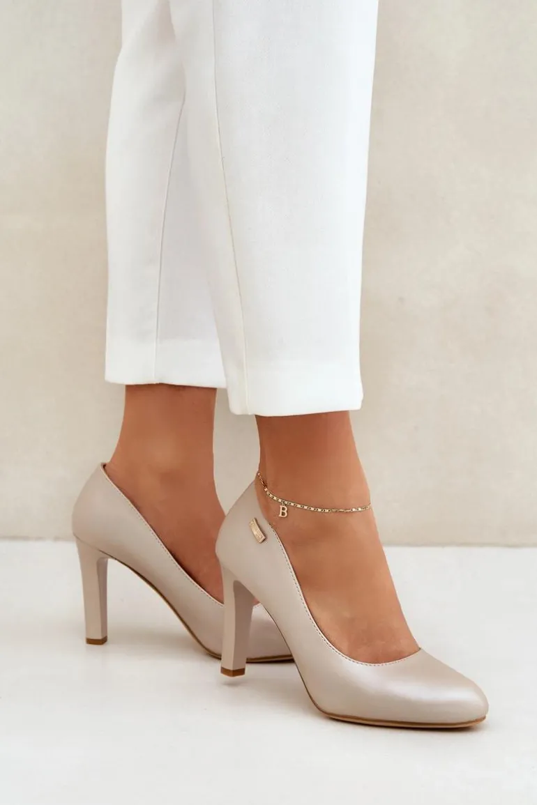 Czółenka Damskie Na Słupku Sergio Leone Nude Perła Campbell