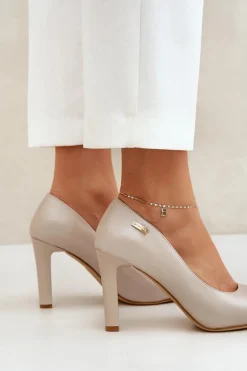 Czółenka Damskie Na Słupku Sergio Leone Nude Perła Campbell