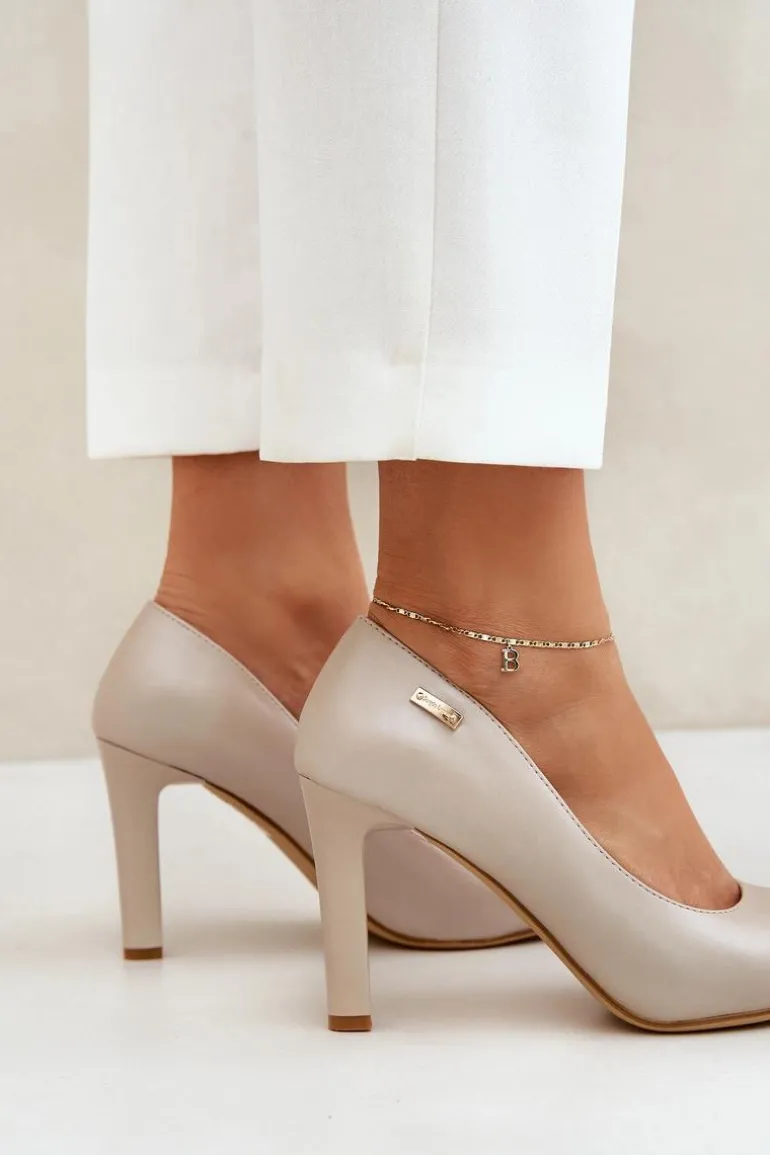 Czółenka Damskie Na Słupku Sergio Leone Nude Perła Campbell