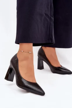 Czółenka Damskie Na Słupku Vinceza 62252 Czarne