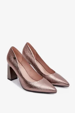 Czółenka Damskie Na Słupku Vinceza 62252 Grafitowe