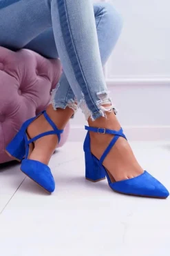 Czółenka Damskie Na Słupku W Szpic Chabrowe Cosmo