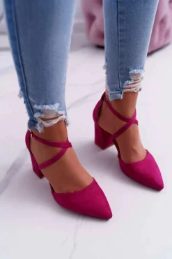 Czółenka Damskie Na Słupku W Szpic Fuksja Traffic